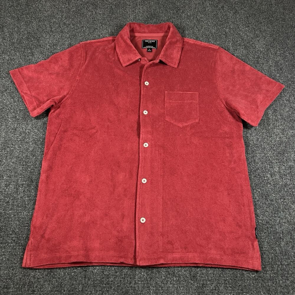 Todd Snyder Camp Collar Loop Terry Cloth Red Large Button Up Coastal